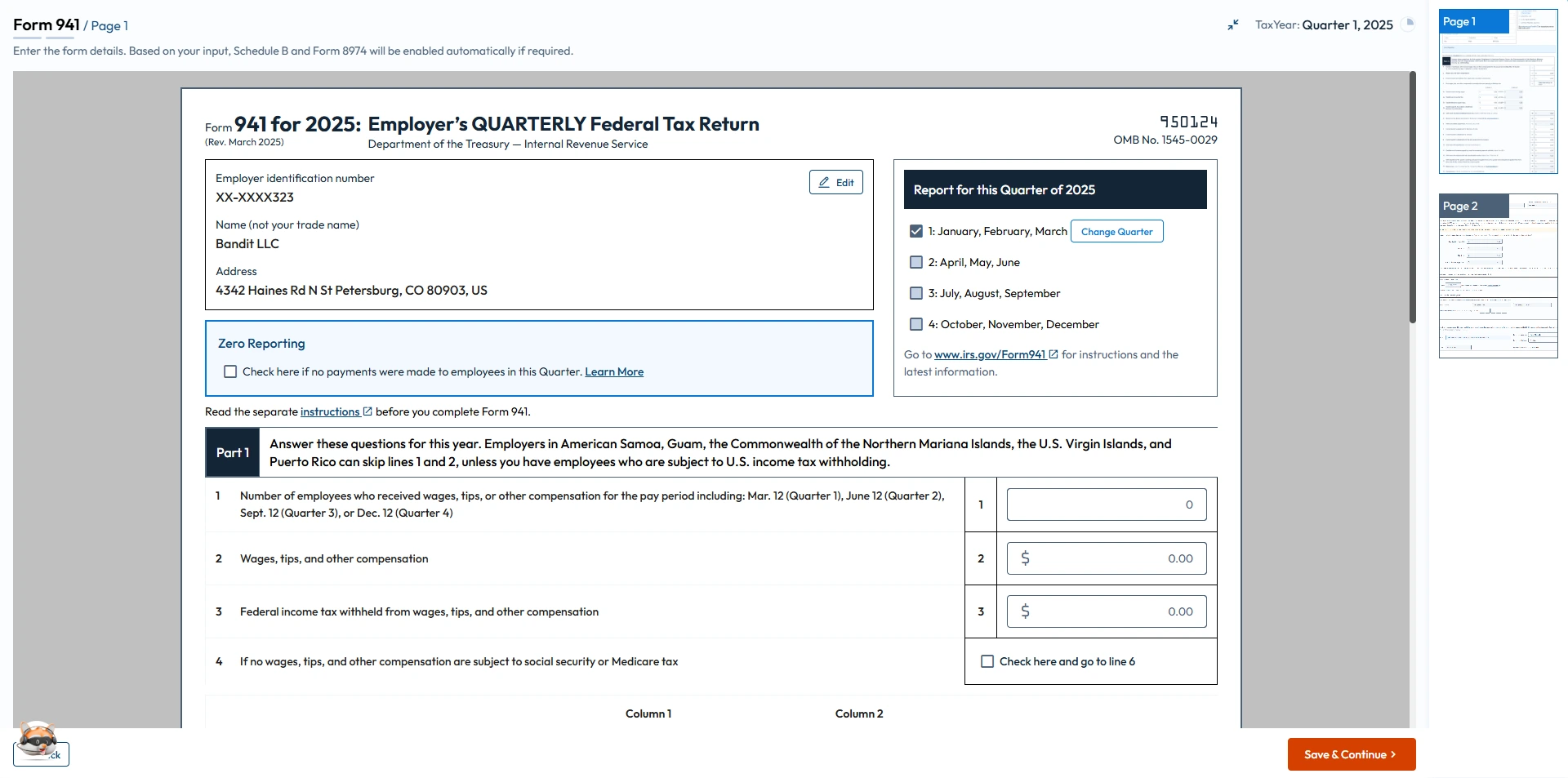 Choose Form 941
